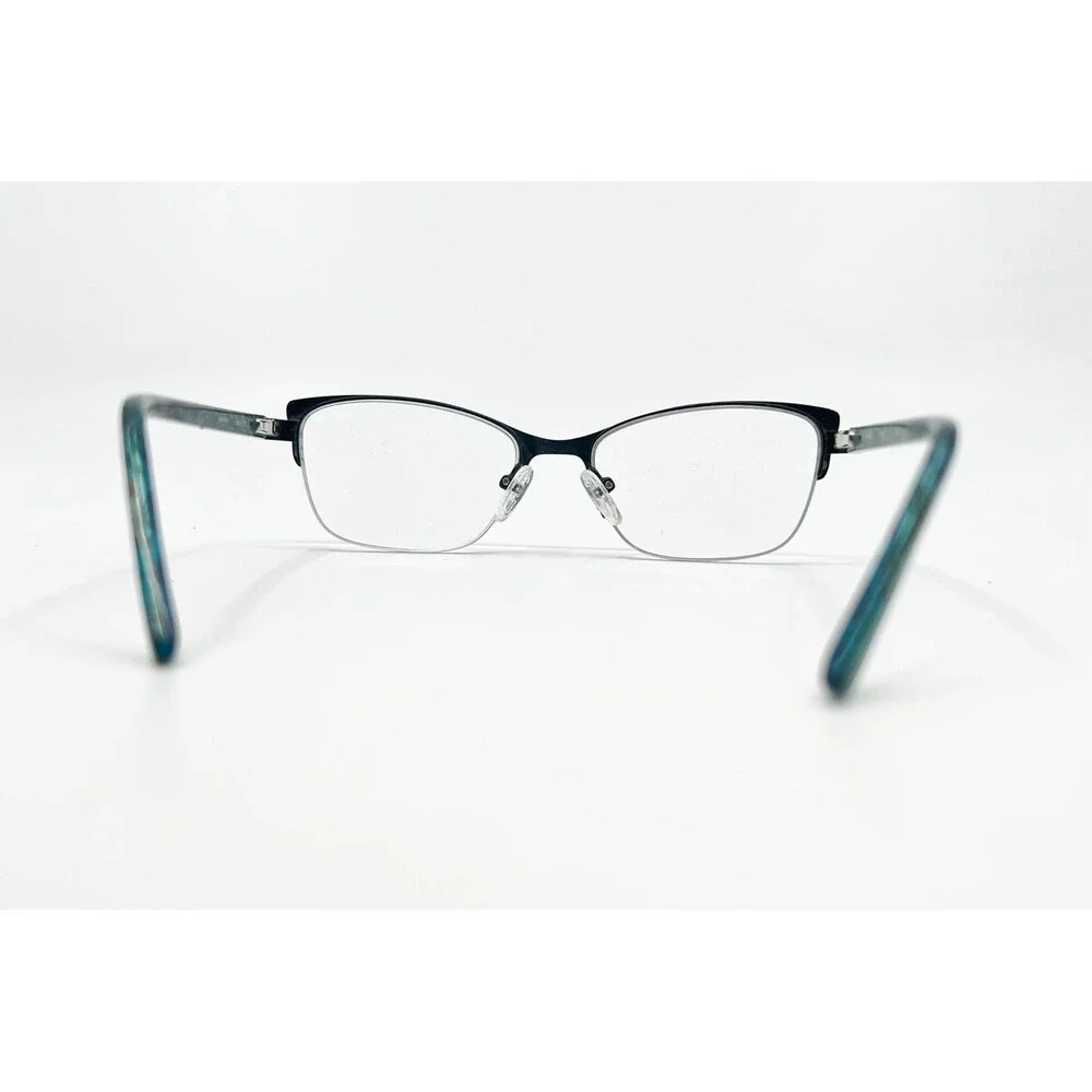 XOXO Tybee Eyeglasses Womens Black Teal Cat Eye Semi Rimless Frames 50-17-135